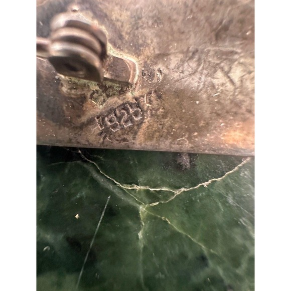 Vintage 925 Sterling Silver Abalone Shell Inlay Geometric Pin Brooch Signed - Picture 11 of 11